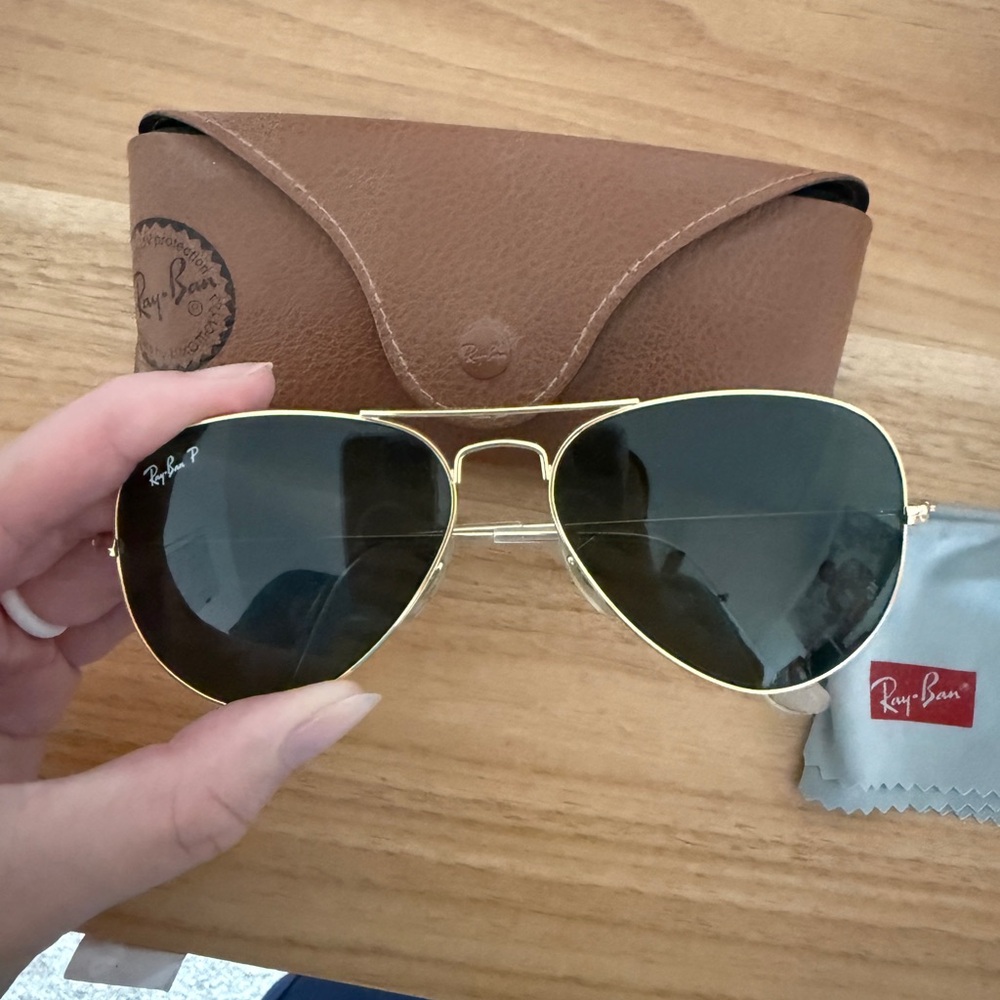 Ray-Ban Polarized Gold Aviator Sunglasses